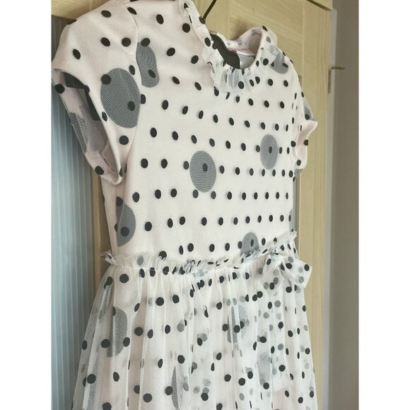 American Girl Dress Sz 6 Party Tulle Bow Ruffle Polka Dots Pink Wedding Princess - Picture 3 of 5